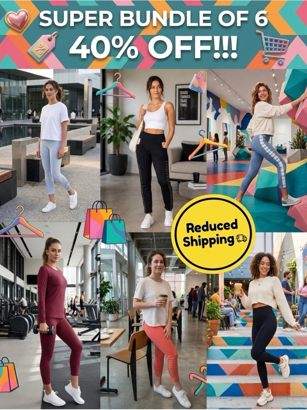 Bundle of 6, 40% OFF + Reduced Shipping! - Women's High-Rise Active Leggings